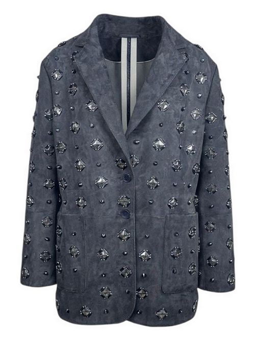 blazer donna in camoscio grigio con applicazioni Sword | 8370-GALAXY SUEDEC152